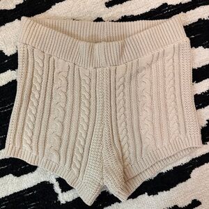 Forever 21 High Waist Knit Shorts - Cream